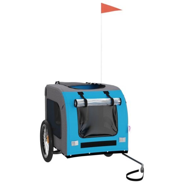 kék-szürke oxford szövet és vas kisállatszállító utánfutó