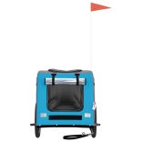 kék-szürke oxford szövet és vas kisállatszállító utánfutó