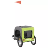 zöld és szürke szövet és vas kutyaszállító kerékpár utánfutó