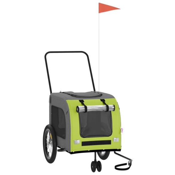 zöld-szürke oxford szövet és vas kisállatszállító utánfutó