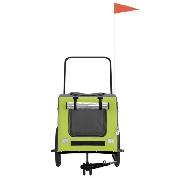 zöld-szürke oxford szövet és vas kisállatszállító utánfutó