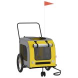 sárga-szürke oxford szövet és vas kisállatszállító utánfutó