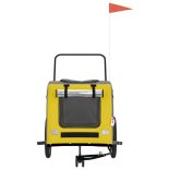 sárga-szürke oxford szövet és vas kisállatszállító utánfutó