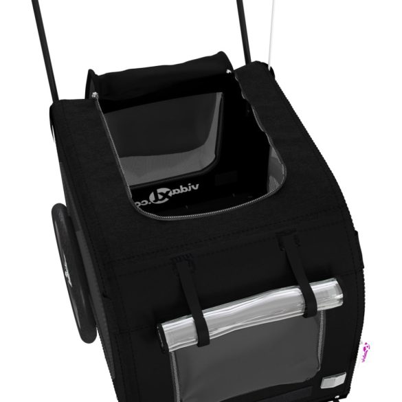 fekete oxford szövet és vas kisállatszállító kerékpár-utánfutó