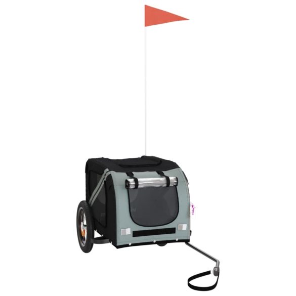 szürke-fekete oxford szövet és vas kisállatszállító utánfutó