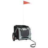 szürke-fekete oxford szövet és vas kisállatszállító utánfutó