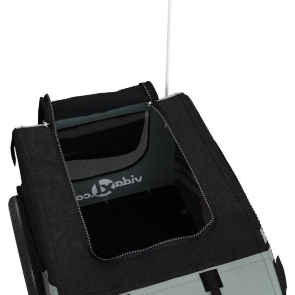 szürke-fekete oxford szövet és vas kisállatszállító utánfutó