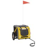 sárga-szürke oxford szövet és vas kisállatszállító utánfutó