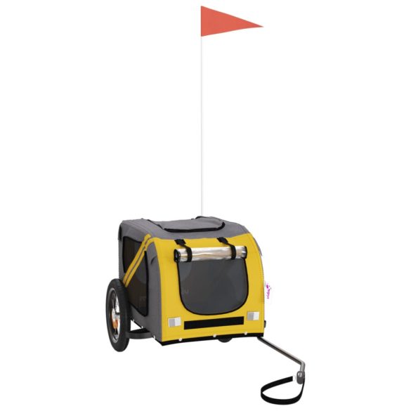 sárga-szürke oxford szövet és vas kisállatszállító utánfutó