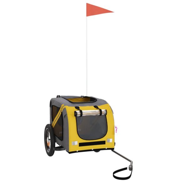 sárga-szürke oxford szövet és vas kisállatszállító utánfutó