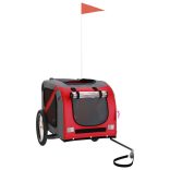 piros-szürke oxford szövet és vas kisállatszállító utánfutó