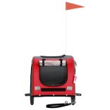 piros-szürke oxford szövet és vas kisállatszállító utánfutó