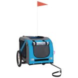 kék-szürke oxford szövet és vas kisállatszállító utánfutó