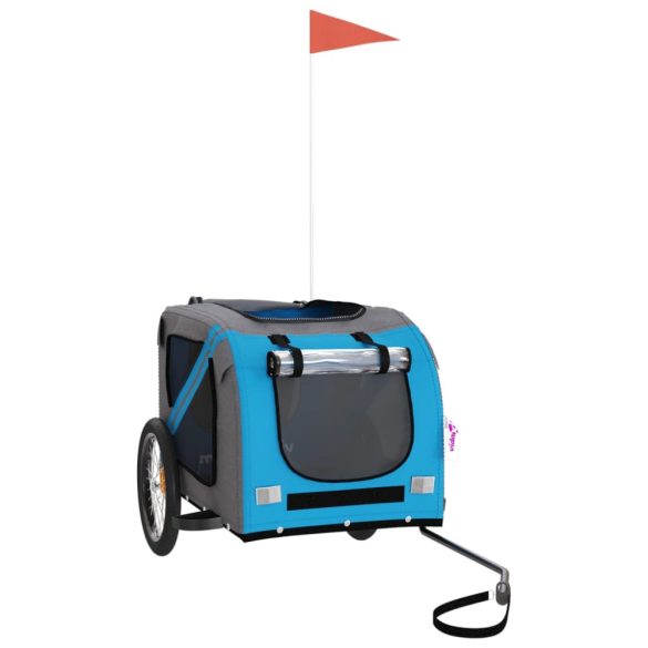 kék-szürke oxford szövet és vas kisállatszállító utánfutó