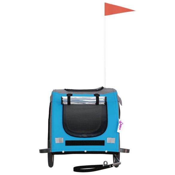 kék-szürke oxford szövet és vas kisállatszállító utánfutó