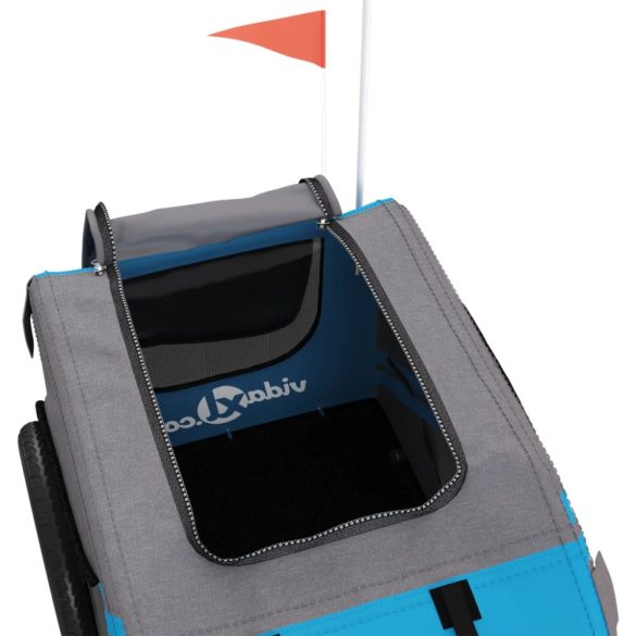 kék-szürke oxford szövet és vas kisállatszállító utánfutó