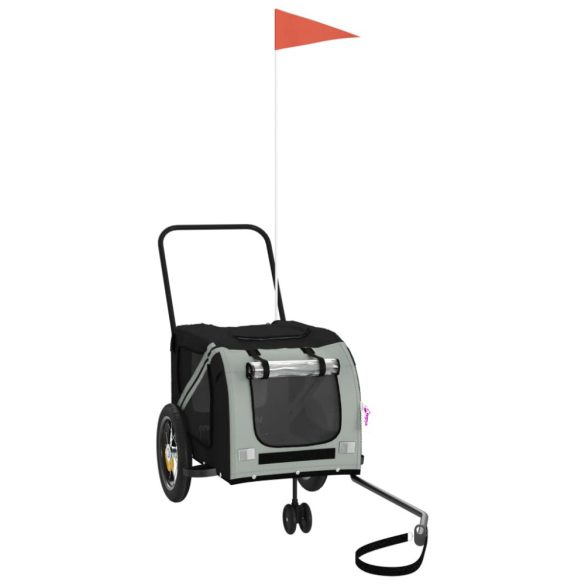 szürke-fekete oxford szövet és vas kisállatszállító utánfutó