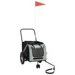 szürke-fekete oxford szövet és vas kisállatszállító utánfutó