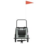 szürke-fekete oxford szövet és vas kisállatszállító utánfutó