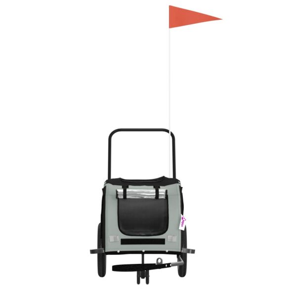 szürke-fekete oxford szövet és vas kisállatszállító utánfutó