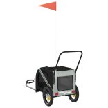 szürke-fekete oxford szövet és vas kisállatszállító utánfutó