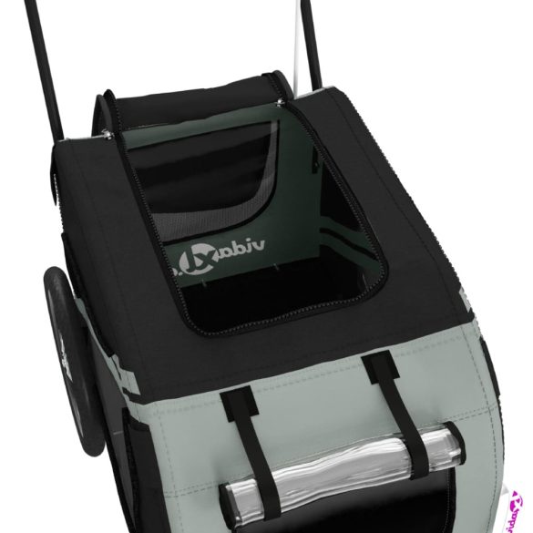 szürke-fekete oxford szövet és vas kisállatszállító utánfutó