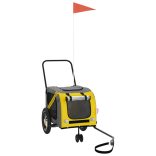 sárga-fekete oxford szövet és vas kisállatszállító utánfutó