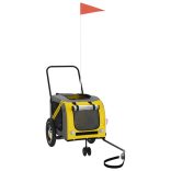 sárga-fekete oxford szövet és vas kisállatszállító utánfutó