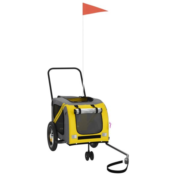 sárga-fekete oxford szövet és vas kisállatszállító utánfutó