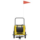 sárga-fekete oxford szövet és vas kisállatszállító utánfutó