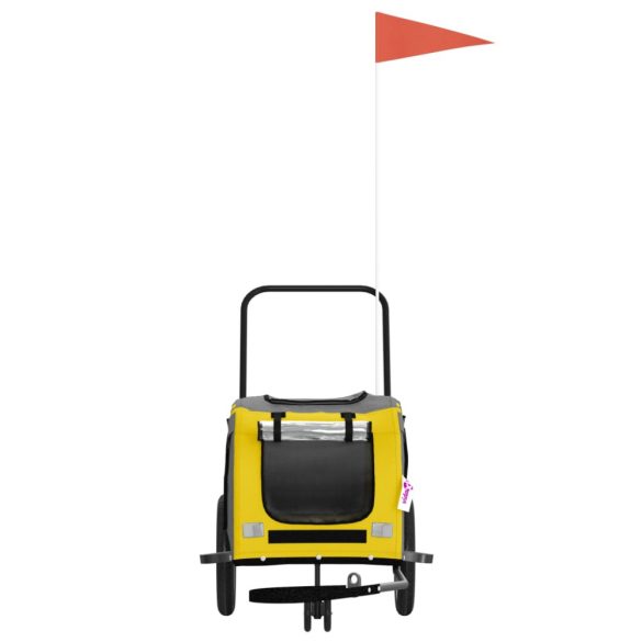 sárga-fekete oxford szövet és vas kisállatszállító utánfutó