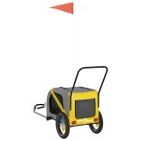 sárga-fekete oxford szövet és vas kisállatszállító utánfutó