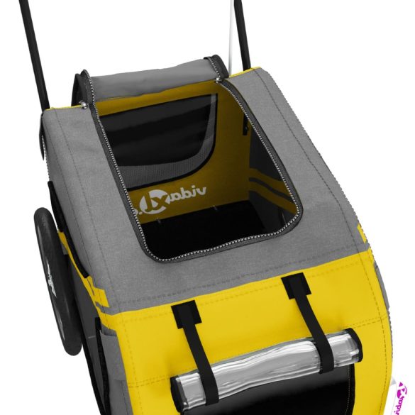 sárga-fekete oxford szövet és vas kisállatszállító utánfutó