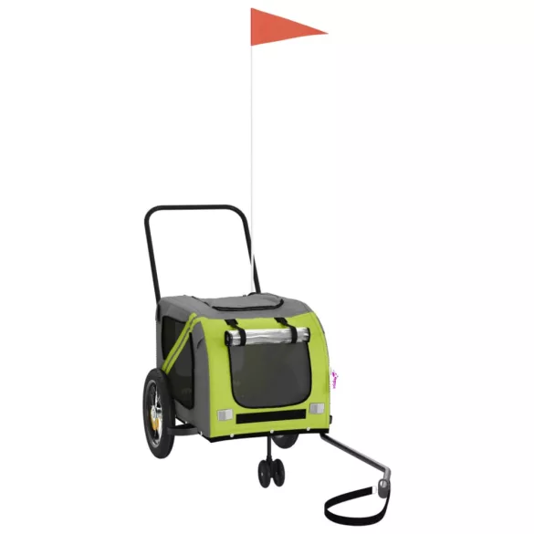 zöld-fekete oxford szövet és vas kisállatszállító utánfutó