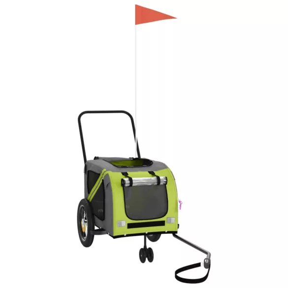 zöld-fekete oxford szövet és vas kisállatszállító utánfutó