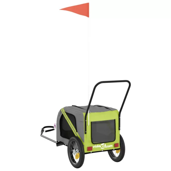 zöld-fekete oxford szövet és vas kisállatszállító utánfutó