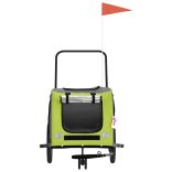 zöld-szürke oxford szövet és vas kisállatszállító utánfutó