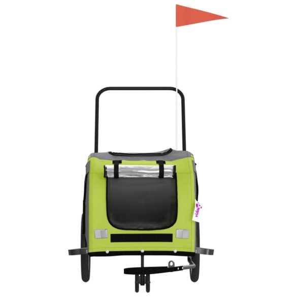 zöld-szürke oxford szövet és vas kisállatszállító utánfutó