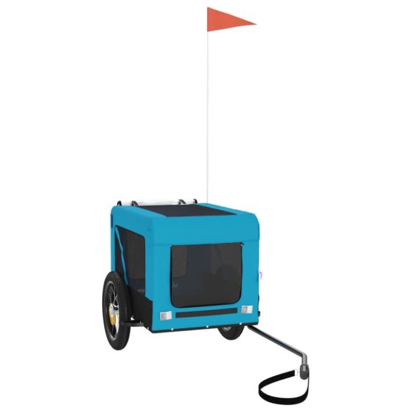 kék-fekete oxford szövet és vas kisállatszállító utánfutó