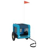 kék-fekete oxford szövet és vas kisállatszállító utánfutó