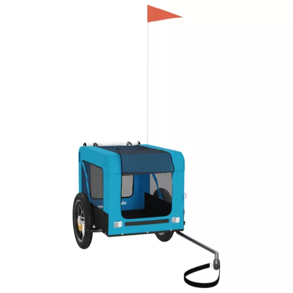 kék-fekete oxford szövet és vas kisállatszállító utánfutó