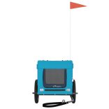 kék-fekete oxford szövet és vas kisállatszállító utánfutó