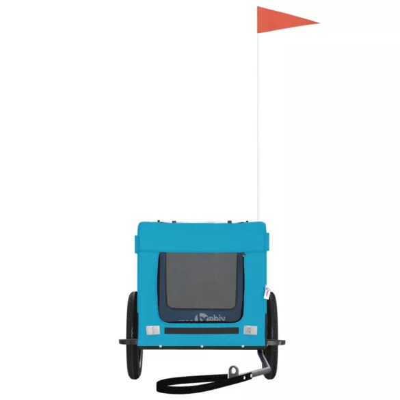 kék-fekete oxford szövet és vas kisállatszállító utánfutó