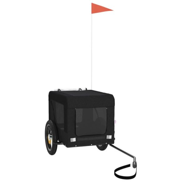 fekete oxford szövet és vas kisállatszállító kerékpár-utánfutó