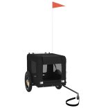 fekete oxford szövet és vas kisállatszállító kerékpár-utánfutó