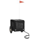 fekete oxford szövet és vas kisállatszállító kerékpár-utánfutó