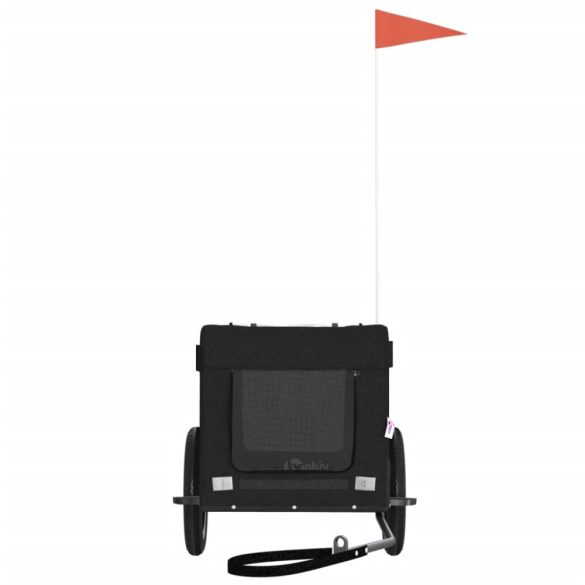 fekete oxford szövet és vas kisállatszállító kerékpár-utánfutó