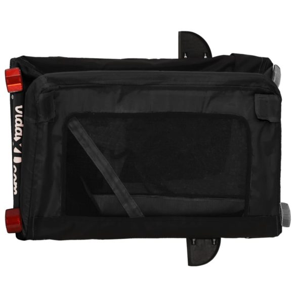 fekete oxford szövet és vas kisállatszállító kerékpár-utánfutó