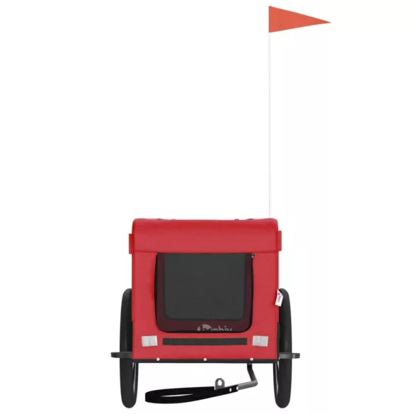 piros-fekete oxford szövet és vas kisállatszállító utánfutó