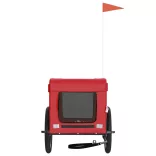 piros-fekete oxford szövet és vas kisállatszállító utánfutó